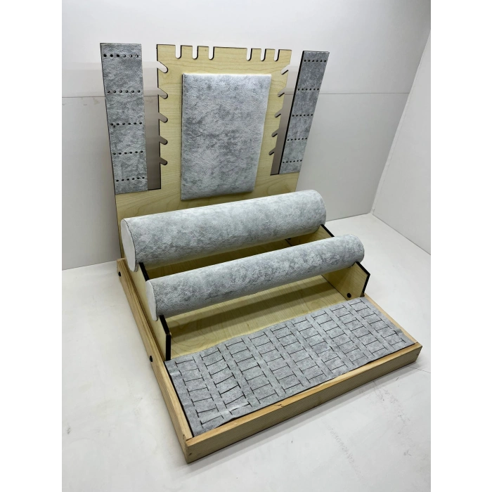 Ahşap Süet Kaplama Gri Renk 35/35 cm Takı Sergileme Standı
