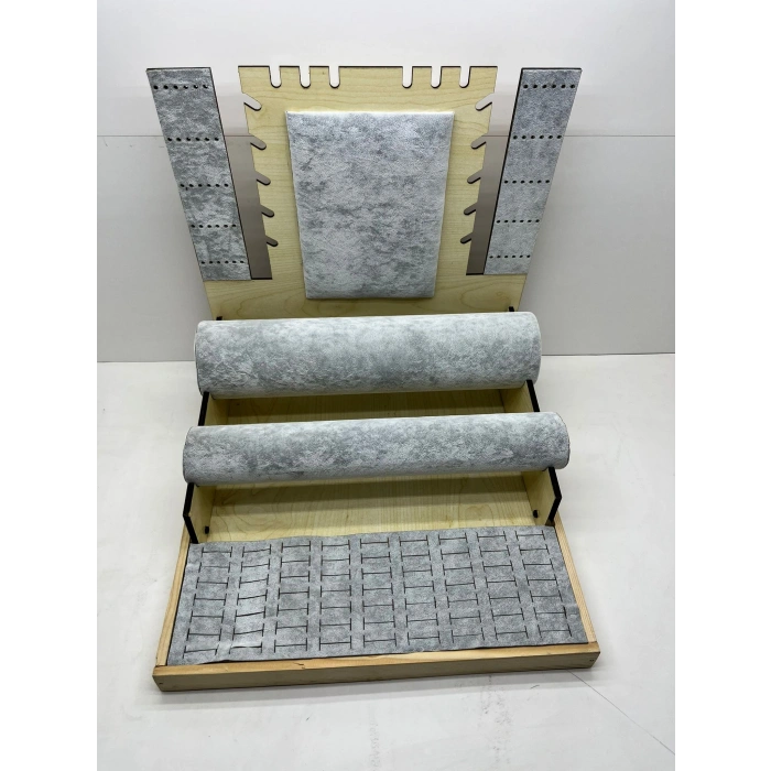 Ahşap Süet Kaplama Gri Renk 35/35 cm Takı Sergileme Standı