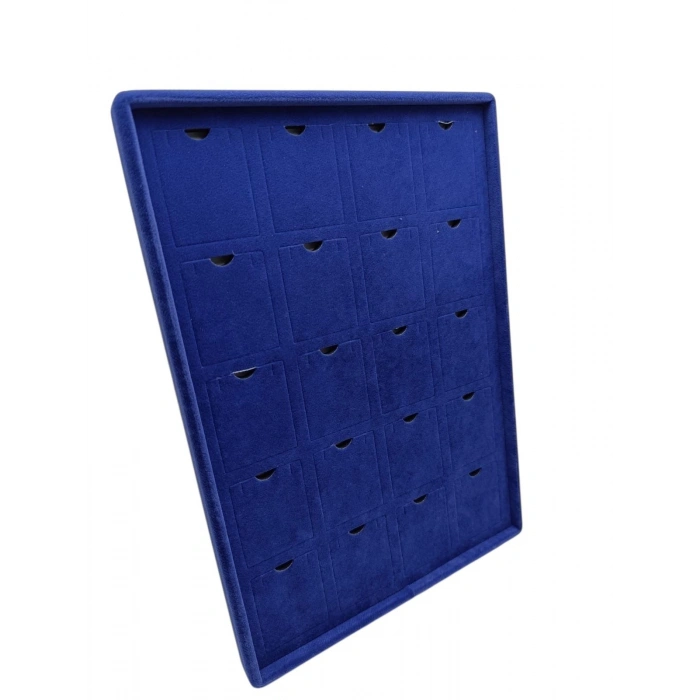 Dikine Süet Kumaş Lacivert 34-24 Cm Ayaklı 20 Pedli Kolye Tabla Stand