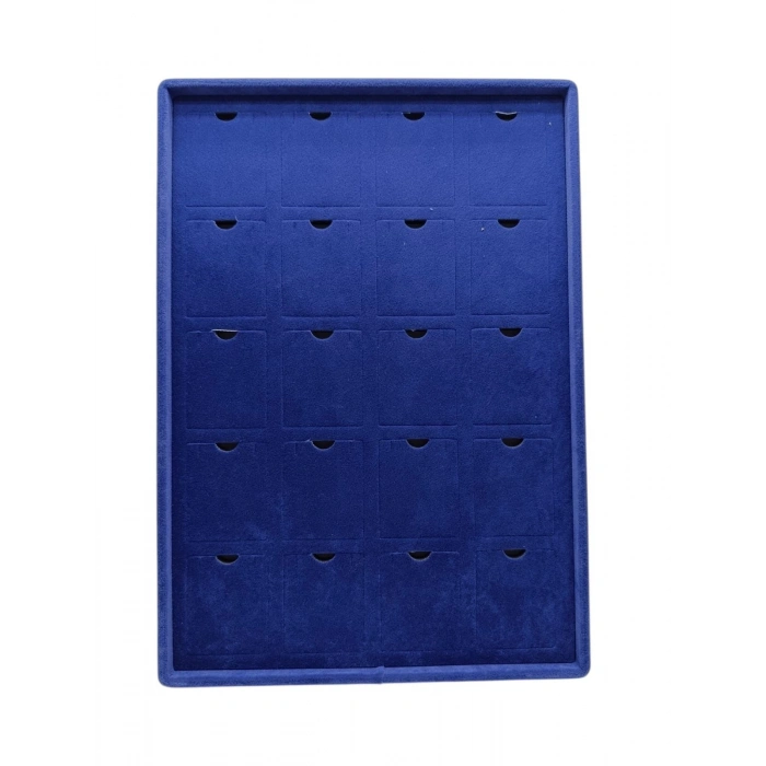 Dikine Süet Kumaş Lacivert 34-24 Cm Ayaklı 20 Pedli Kolye Tabla Stand