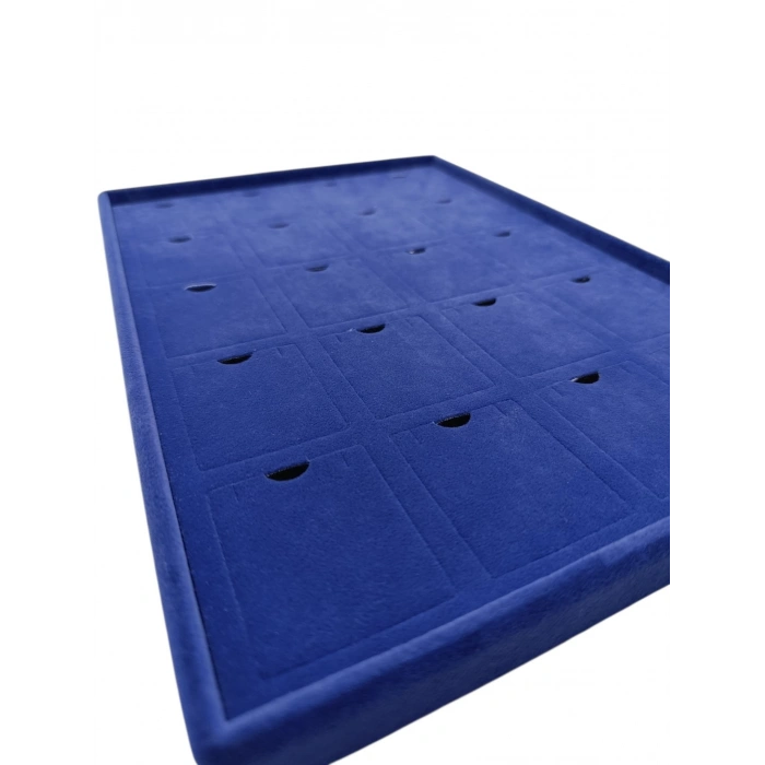 Dikine Süet Kumaş Lacivert 34-24 Cm Ayaklı 20 Pedli Kolye Tabla Stand