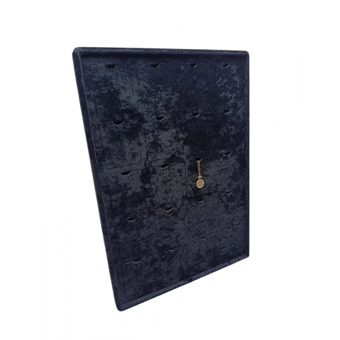 Dikine Süet Kumaş Siyah 34-24 Cm Ayaklı 20 Pedli Kolye Tabla Stand