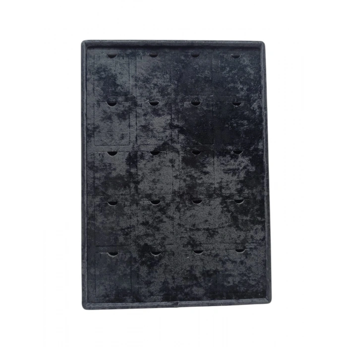 Dikine Süet Kumaş Siyah 34-24 Cm Ayaklı 20 Pedli Kolye Tabla Stand