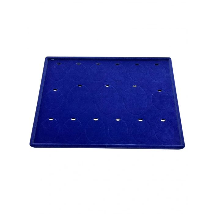 Süet Kumaş Lacivert 34-24 Cm Ayaklı 17 Pedli Kolye Tabla Stand