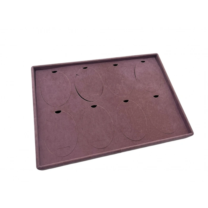 Süet Kumaş Gül Kurusu 34-24 Cm Ayaklı 8 Pedli Kolye Tabla Stand