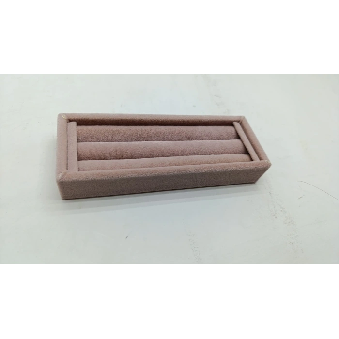 Süet Kumaş Pembe Renk 18 / 7 Cm Rulo Çekmece İçi Yüzük Standı