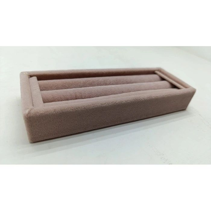Süet Kumaş Pembe Renk 18 / 7 Cm Rulo Çekmece İçi Yüzük Standı