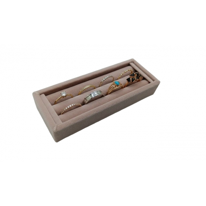 Süet Kumaş Pembe Renk 18 / 7 Cm Rulo Çekmece İçi Yüzük Standı