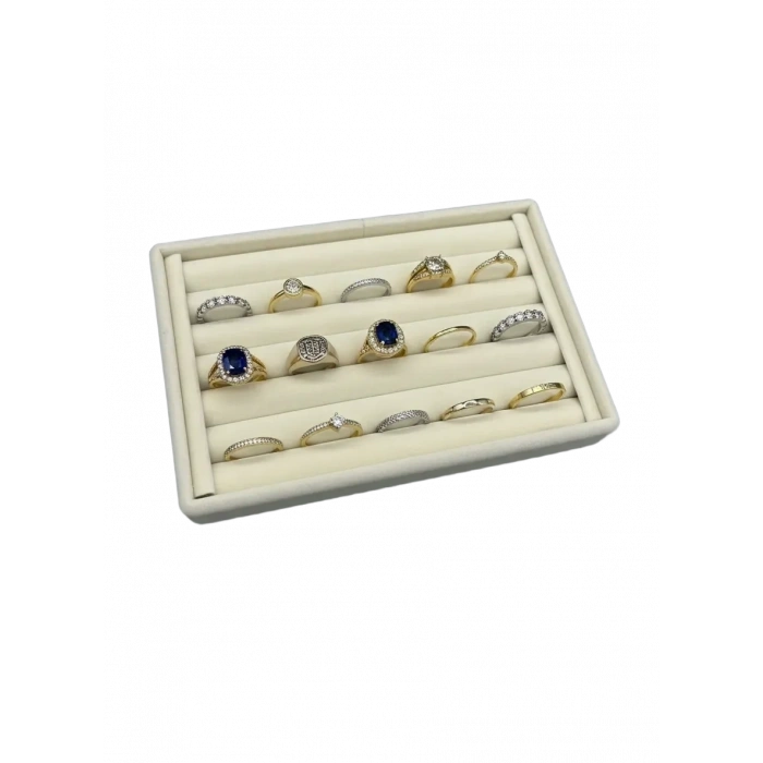 Tunus Model Süet Kumaş Krem Renk 22/14 Cm Sosis Yüzük Tabla Standı