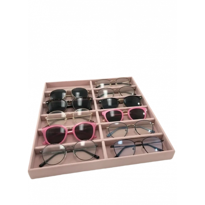 Süet Kumaş Pembe Renk 38 Cm / 36 Cm Gözlük Sergileme Çekmece Içi Stand