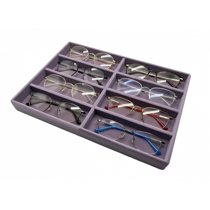 New York Model Süet Kumaş Lila Renk 34/24 cm Bölmeli Çekmece Içi Gözlük Standı