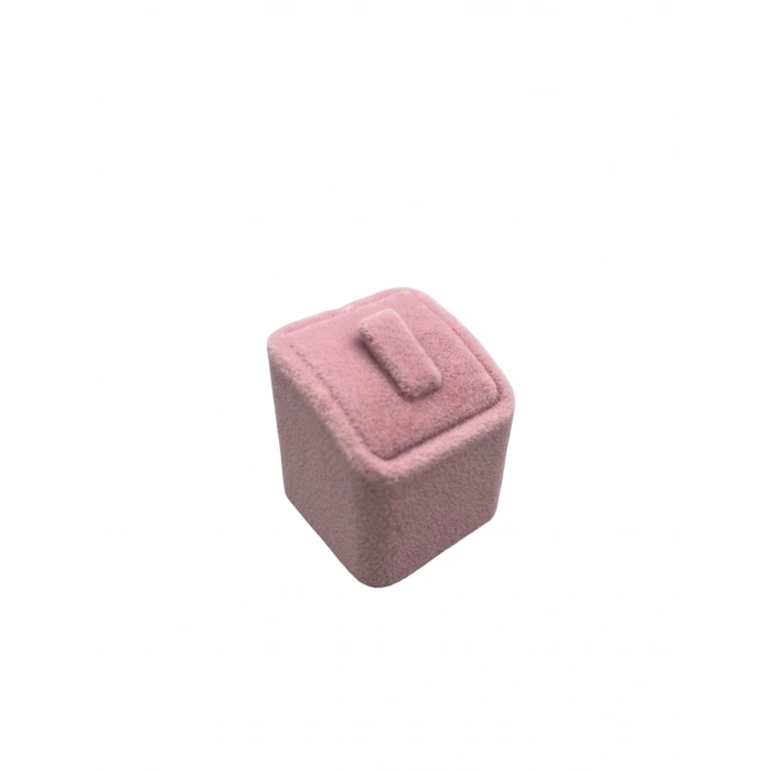 Terli Üretim Süet Kumaş Pembe Renk Tek Yüzük Sergileme Aksesuar