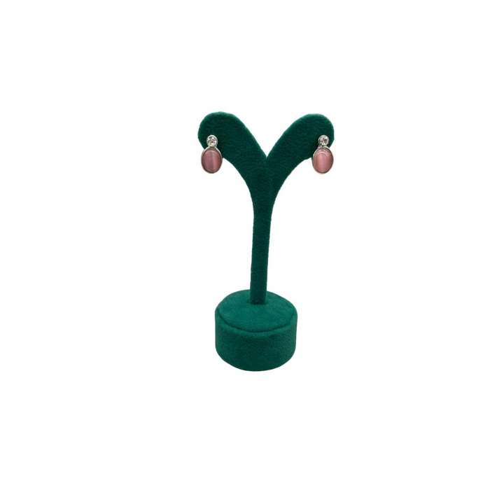 Süet Kumaş Yeşil Renk 12 Cm Küpe Sergileme Aksesuar