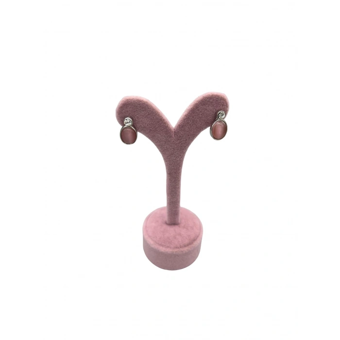 Süet Kumas Pembe Renk 12 Cm Küpe Sergileme Aksesuar