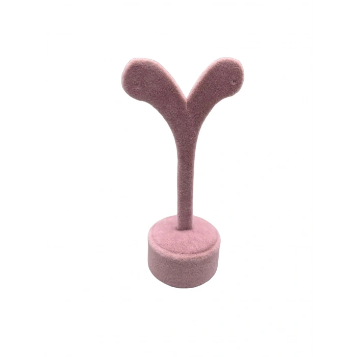 Süet Kumas Pembe Renk 12 Cm Küpe Sergileme Aksesuar