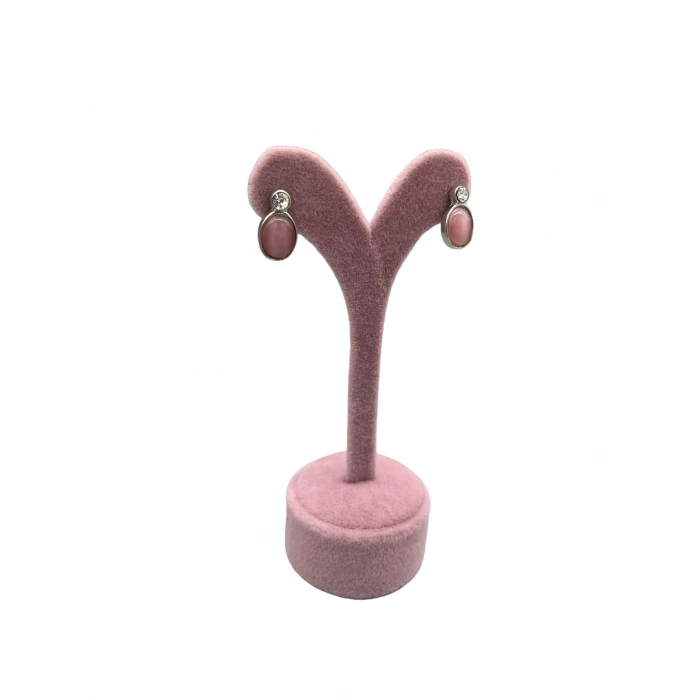 Süet Kumas Pembe Renk 12 Cm Küpe Sergileme Aksesuar