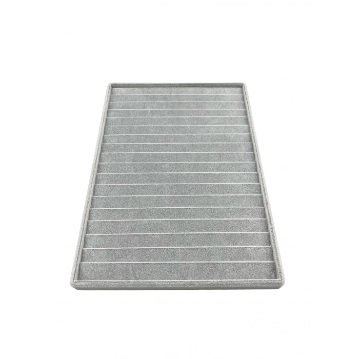 Madrid Model Süet Kumaş Gri Renk 34/24 Cm Kademeli Çekmece İci Bileklik-kolye Standı