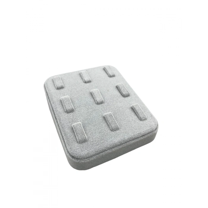 Süet Kumaş Gri Renk 12/11 cm Çoklu Tırnaklı Yüzük Sergileme Aksesuar