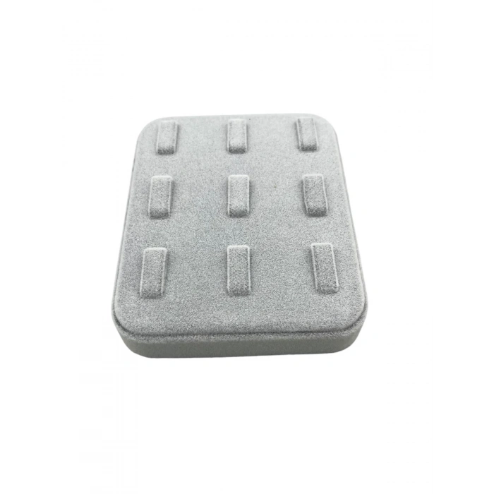 Süet Kumaş Gri Renk 12/11 cm Çoklu Tırnaklı Yüzük Sergileme Aksesuar