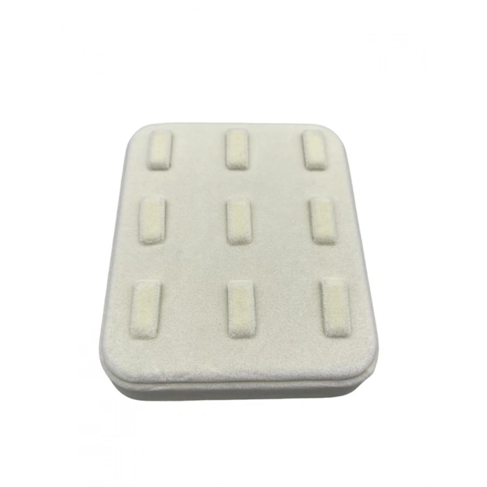 Süet Kumaş Krem Renk 12/11 cm Çoklu Tırnaklı Yüzük Sergileme Aksesuar