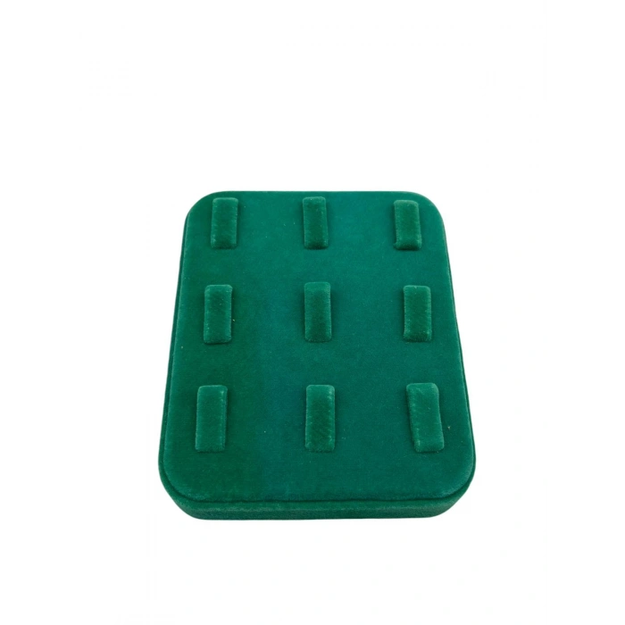 Süet Kumaş Yeşil Renk 12/11 cm Çoklu Tırnaklı Yüzük Sergileme Aksesuar