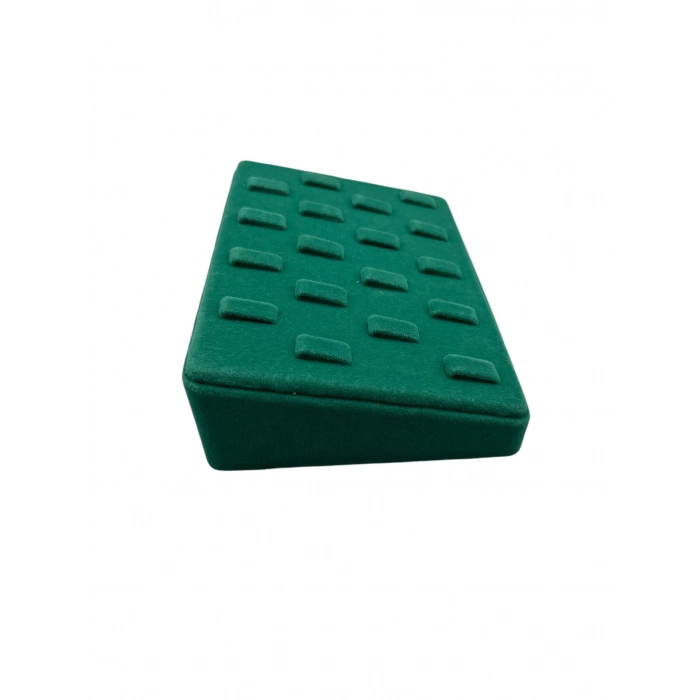 Süet Kumaş Yeşil Renk 18/13 cm Çoklu Tırnaklı Yüzük Sergileme Aksesuar