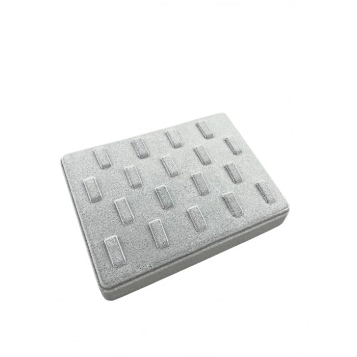 Süet Kumaş Gri Renk 18/13 cm Çoklu Tırnaklı Yüzük Sergileme Aksesuar