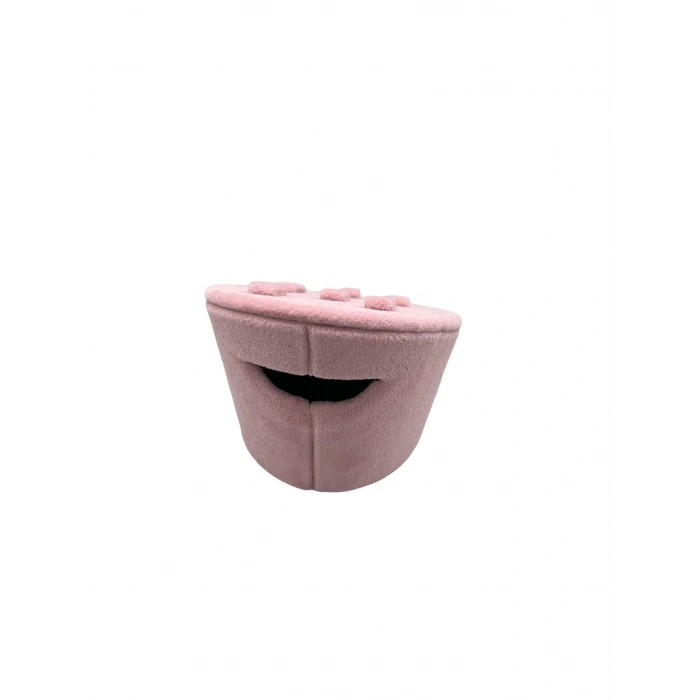 Süet Kumaş Pembe Renk Çoklu Tırnaklı Yüzük Sergileme Aksesuar
