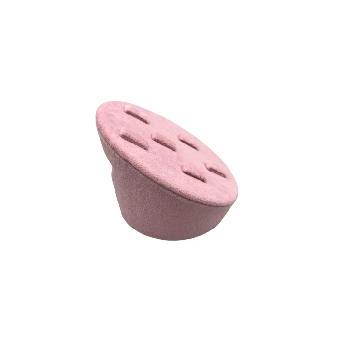 Süet Kumaş Pembe Renk Çoklu Tırnaklı Yüzük Sergileme Aksesuar