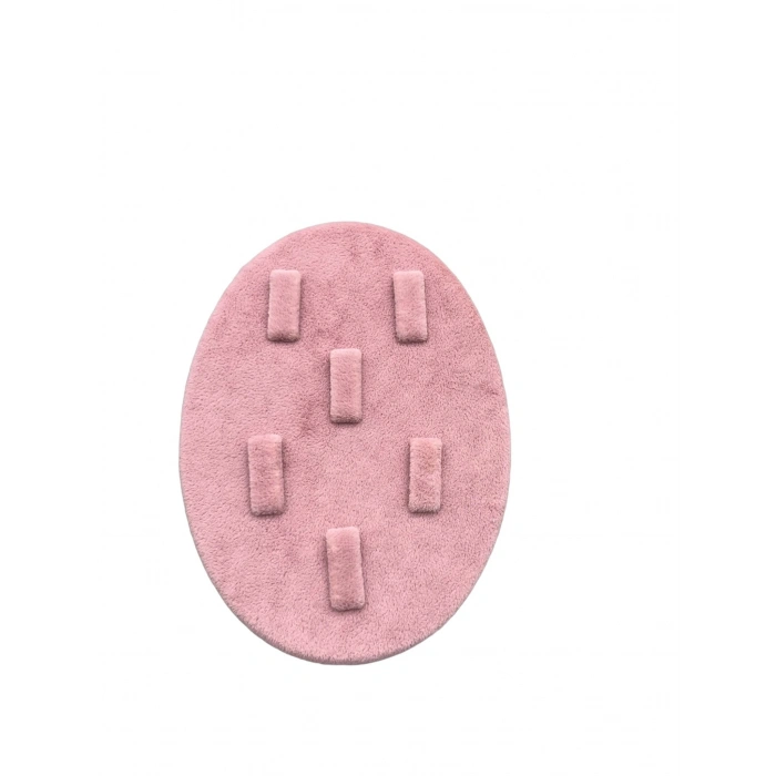 Süet Kumaş Pembe Renk Çoklu Tırnaklı Yüzük Sergileme Aksesuar