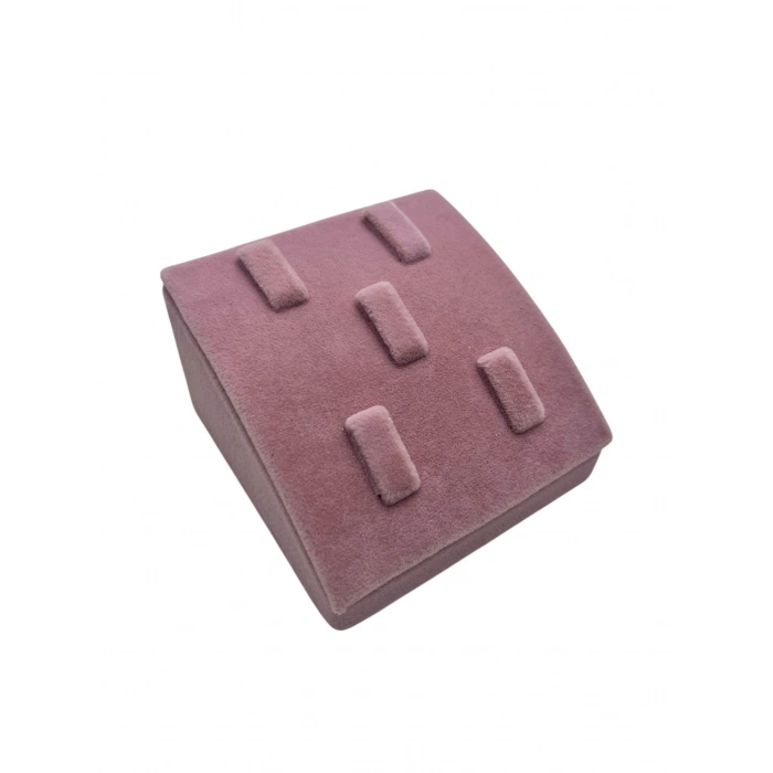 Süet Kumaş Pembe Renk Çoklu Yüzük Sergileme Standı