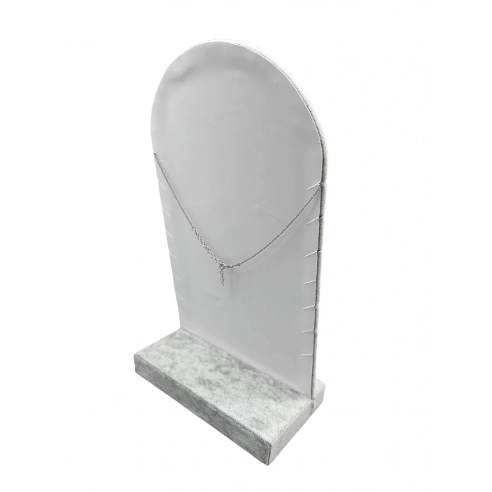 Batum Model Süet Kumaş Gri Renk 26/15 Cm Ayaklı Kolye Sergileme Standı