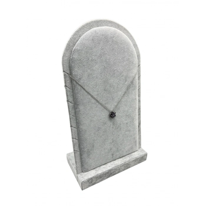 Batum Model Süet Kumaş Gri Renk 26/15 Cm Ayaklı Kolye Sergileme Standı