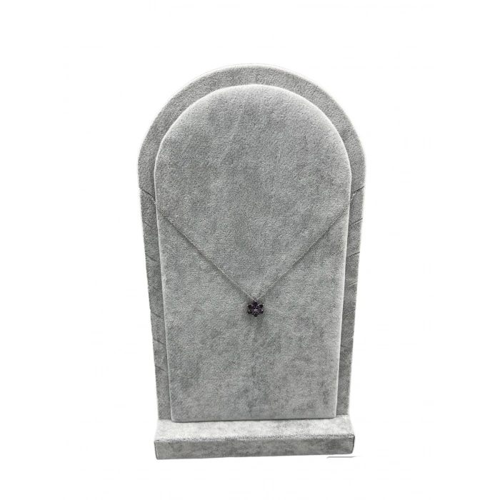 Batum Model Süet Kumaş Gri Renk 26/15 Cm Ayaklı Kolye Sergileme Standı