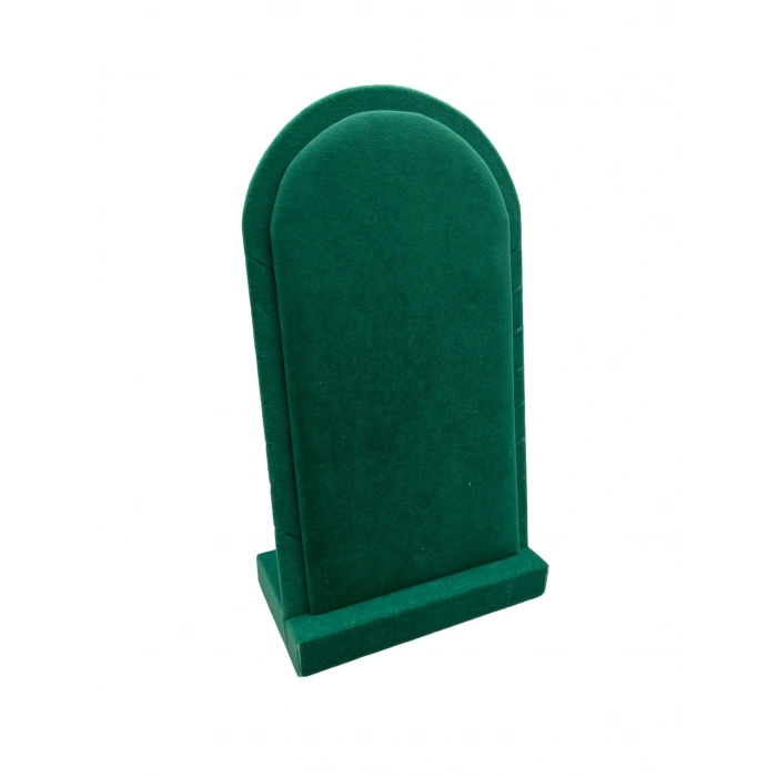 Batum Model Süet Kumaş Yeşil Renk 26/15 Cm Ayaklı Kolye Sergileme Standı