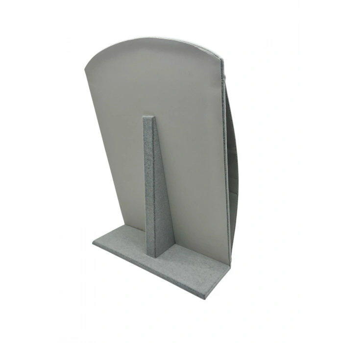 Süet Kumaş Gri Renk 34 cm / 24 cm Dik Bombeli Takı Standı