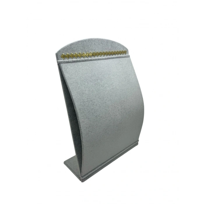 Süet Kumaş Gri Renk 34 cm / 24 cm Dik Bombeli Takı Standı