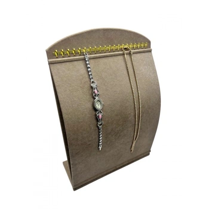 Süet Kumaş Yeşil Renk 34 cm / 24 cm Dik Bombeli Takı Standı