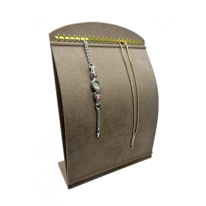Süet Kumaş Yeşil Renk 34 cm / 24 cm Dik Bombeli Takı Standı