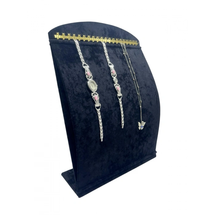 Süet Kumaş Siyah Renk 34 cm / 24 cm Dik Bombeli Takı Standı