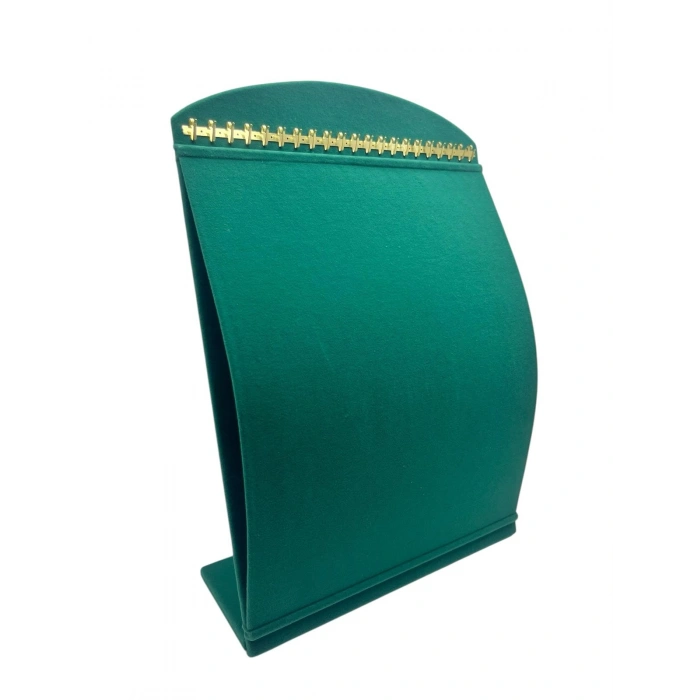 Süet Kumaş Yeşil Renk 34 Cm / 24 Cm Dik Bombeli Takı Standı