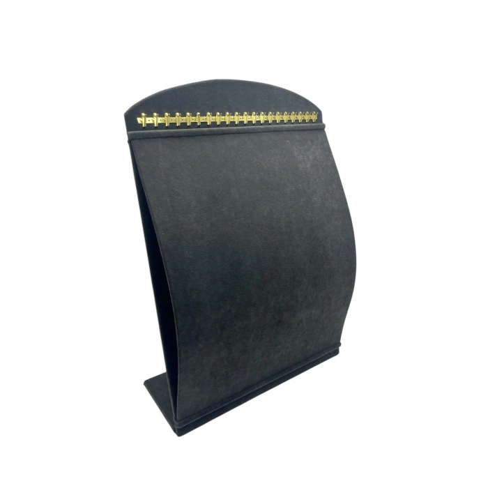 Süet Kumaş Füme Renk 34 cm / 24 cm Dik Bombeli Takı Standı