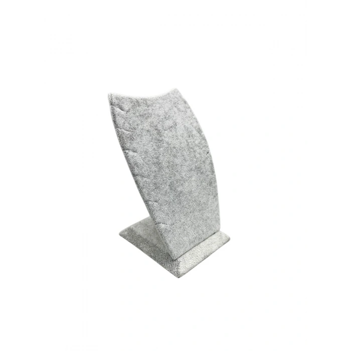 Dubai Model Süet Kumaş Gri Renk 12/8 Cm Kolye - Zincir Ayaklı Stand