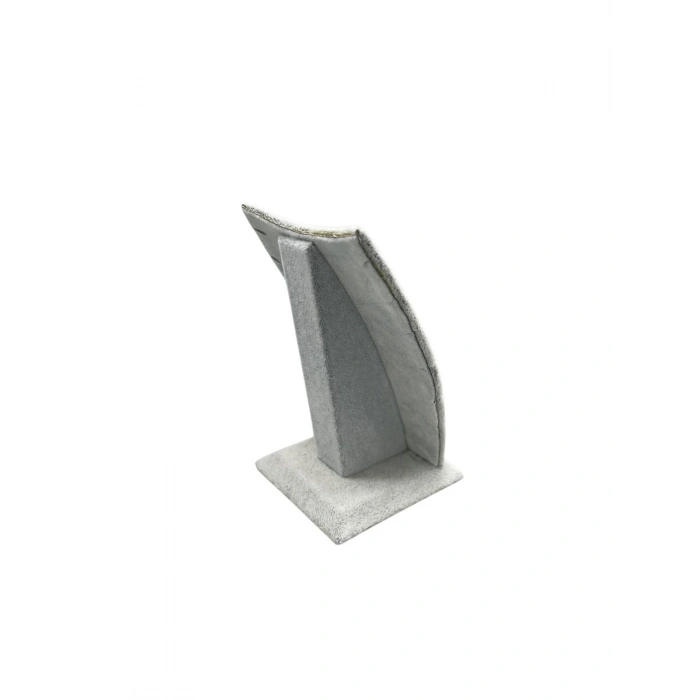 Dubai Model Süet Kumaş Gri Renk 12/8 Cm Kolye - Zincir Ayaklı Stand