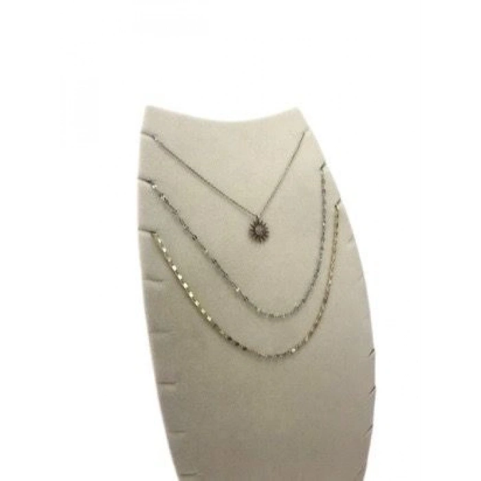 Dubai Model Süet Kumaş Krem Renk 18/9 Cm Kolye - Zincir Ayaklı Stand