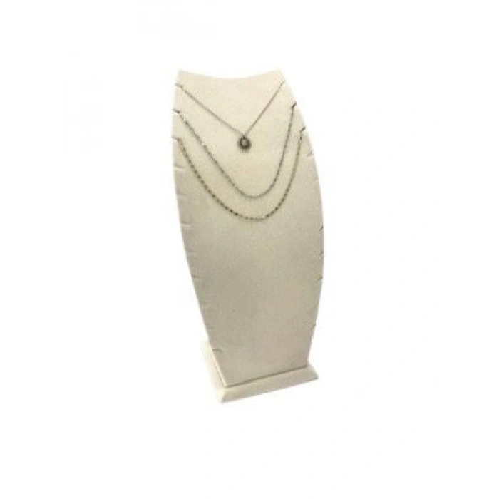 Dubai Model Süet Kumaş Krem Renk 18/9 Cm Kolye - Zincir Ayaklı Stand