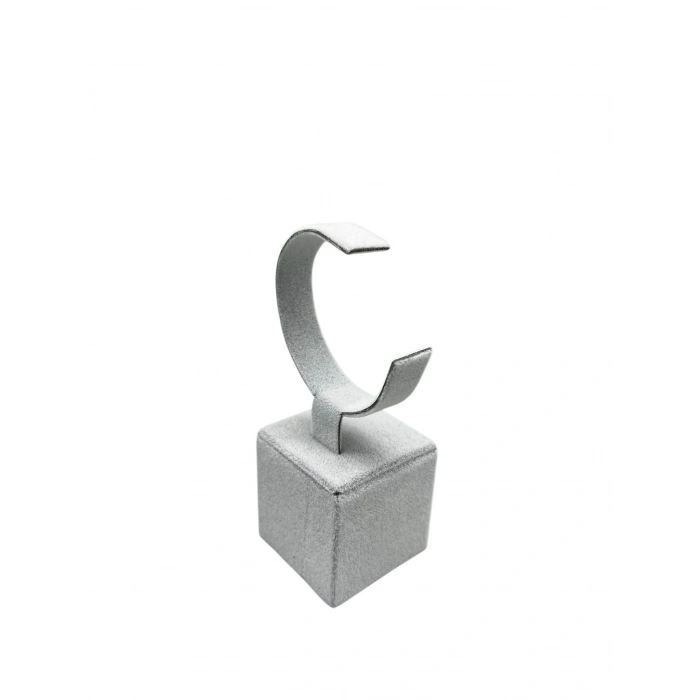 Süet Kumaş Gri Renk 13 cm Kelepçe Saat Sergileme Standı