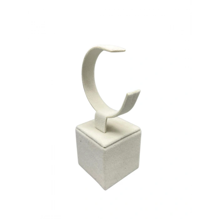 Süet Kumaş Krem Renk 13 cm Kelepçe Saat Sergileme Standı