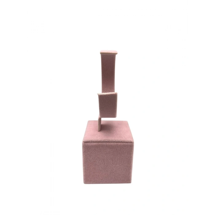 Süet Kumaş Pembe Renk 13 Cm Kelepçe Saat Sergileme Standı