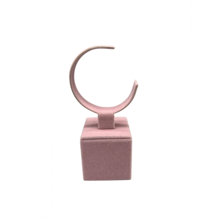 Süet Kumaş Pembe Renk 13 Cm Kelepçe Saat Sergileme Standı